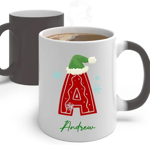 Vista 7 de Tazas de café con iniciales de Navidad 2025, taza con monograma, tazas de Navidad personalizadas con nombres, taza para niños, tazas de café, tazas
