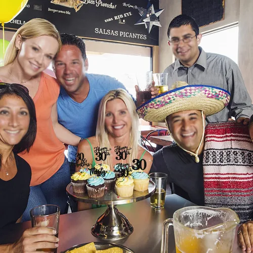 Vista 7 de Rsstarxi Paquete de 24 adornos con purpurina para cupcakes de 30 cumpleaños, treinta y 30 fabulosas selecciones de cupcakes, decoraciones para feliz