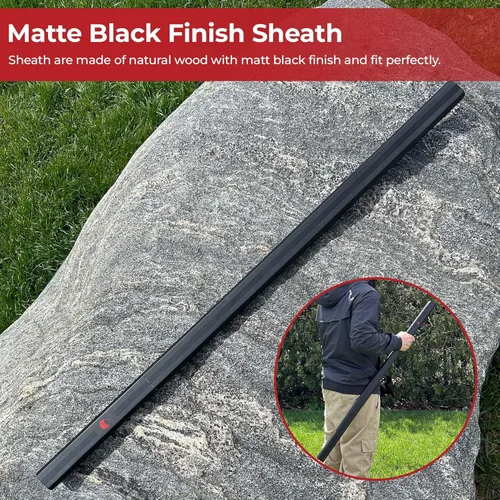 Vista 6 de MedievalDepot Sasuke Kusanagi Espada Negra – Total 40" – Hoja de acero completa con acabado mate, funda y mango de madera – Exhibición inspirada