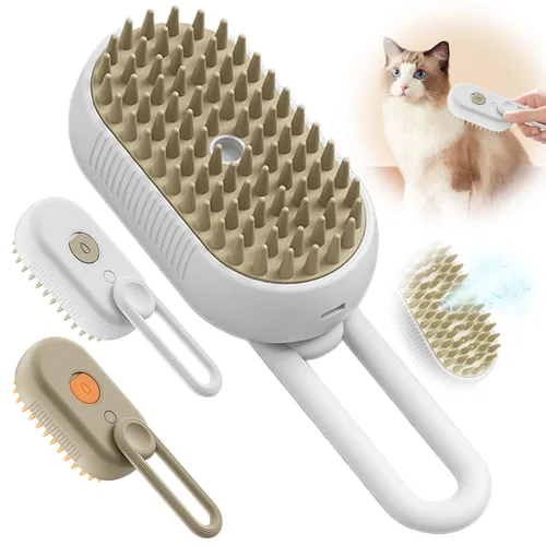 Vista 7 de Defur - Peine para gatos y perros, cepillo de vapor 3 en 1 para gatos y gatos, cepillo de vapor para quitar y arreglar, cepillo 3 en 1 para Caqui