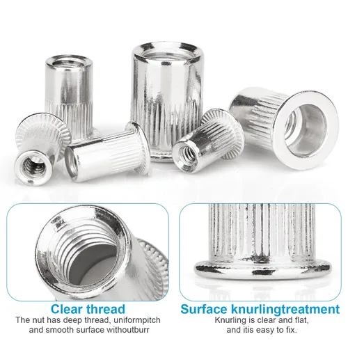 Vista 4 de 30 piezas tuercas de remache 3/8"-16, inserto roscado Nutsert de cabeza plana de acero inoxidable 304