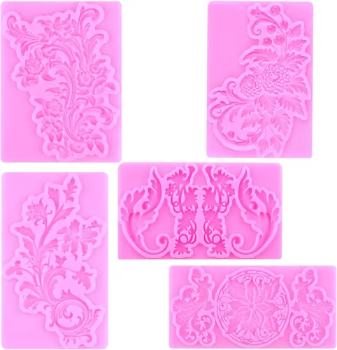 Vista 12 de Mujiang Juego de 7 moldes de silicona para fondant de encaje de voluta de Estilo a