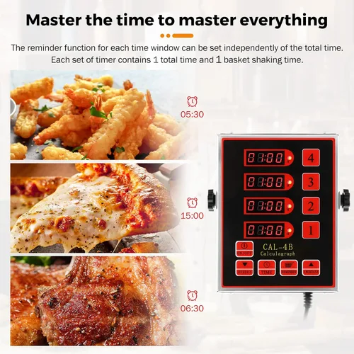 Vista 3 de BEAMNOVA Temporizador digital de cocina de 4 canales con alarma ajustable fuerte, temporizador de cocina comercial de acero inoxidable