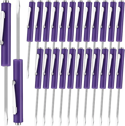 Vista 9 de Honoson 10 Piezas de Destornillador de Bolsillo Mini con Parte Superior y Clips de Bolsillo Magnéticos, Destornillador Pequeño Ranurado con Cabeza