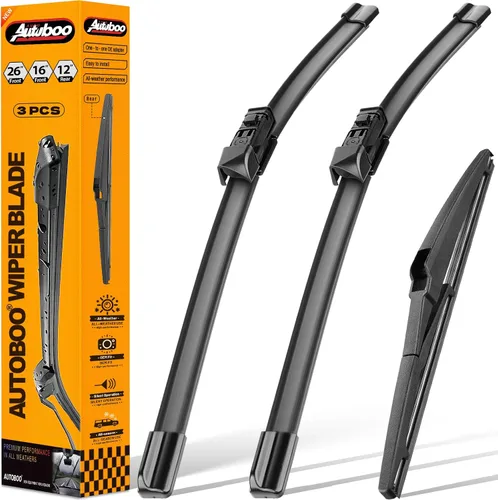 Vista 45 de AUTOBOO Limpiaparabrisas de 15 + 15 pulgadas con limpiaparabrisas trasero de 13 pulgadas de repuesto para Jeep Wrangler JK 2008-2018, Jeep Wrangler