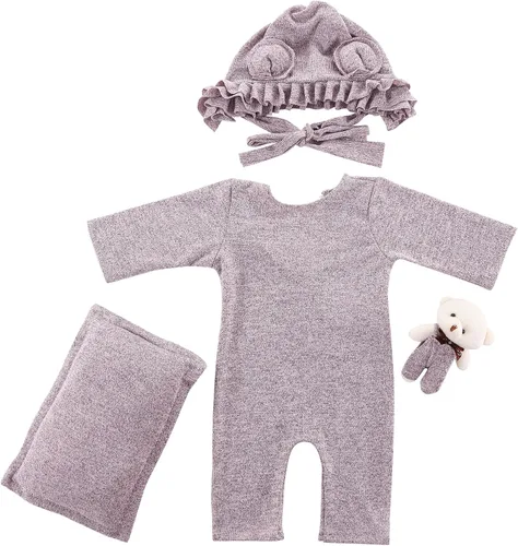 Vista 5 de Holibeat Accesorios de fotografía morados para bebé niña súper suaves recién nacida trajes de sesión de fotos disfraces (morado)