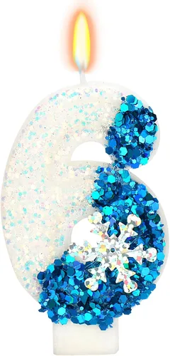 Vista 7 de Velas de cumpleaños con temática de nieve, suministros de fiesta de cumpleaños de invierno, decoración de pastel número 0 de 2.76 pulgadas (número 0)