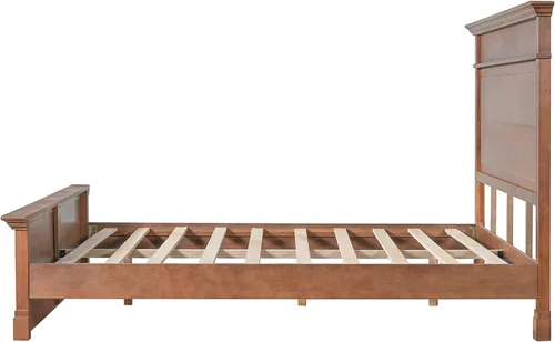 Vista 15 de Merax Marco de cama rústico de madera maciza tamaño Queen, cama de plataforma de granja con cabecera de 53.5 pulgadas de alto, marco de cama