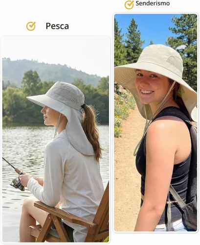 Vista 6 de Sombreros de sol para mujer, protección UV, ala ancha con agujero