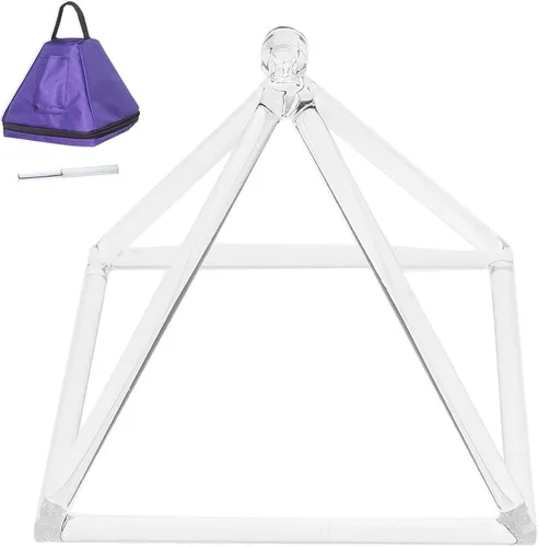Vista 8 de Pirámide de cristal de cuarzo de 6 pulgadas con estuche de transporte Ezquisite, instrumento musical curativo para meditación de sanación de sonido