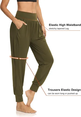 Vista 2 de DIBAOLONG - Pantalones deportivos holgados para mujer para entrenamiento yoga o descanso cómodos con bolsillos