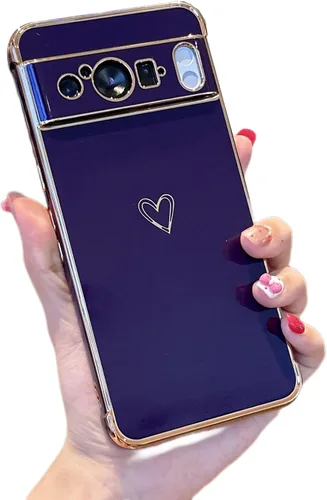 Vista 89 de ZTOFERA Funda diseñada para Google Pixel 7a, bonito diseño de corazones de amor con borde chapado y protección de lente de cámara, para Google Pixel