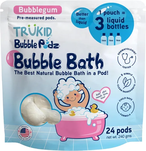 Vista 23 de TruKid Bubble Podz - Baño de burbujas para niños, niños pequeños y bebés, bomba de baño suave y refrescante sin lágrimas para piel sensible