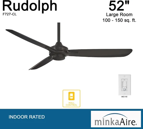 Vista 4 de Minka-Aire F727-CL Rudolph Ventilador de techo de 52 pulgadas en acabado carbón