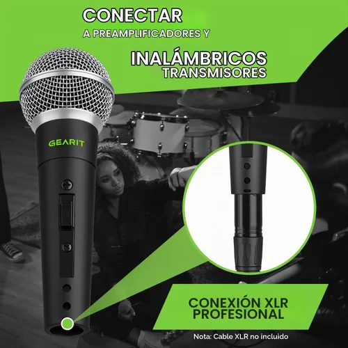Vista 7 de GEARit Micrófono dinámico de mano para karaoke y voces en vivo, micrófono cardioide con interruptor de encendido/apagado, clip de micrófono y bolsa