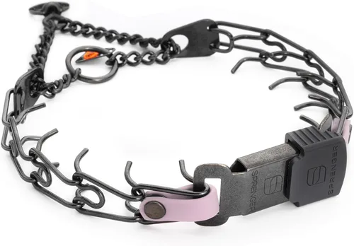Vista 10 de Collar para Perro Herm Sprenger de Acero Inoxidable Negro con Hebilla de Liberación Rápida ClicLock y Inserción de Biothane Collar de Entrenamiento