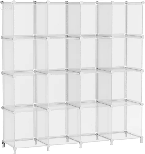 Vista 18 de AWTATOS Organizador de almacenamiento de 8 cubos, estante organizador de armario, estantería, estantes de almacenamiento apilables para armario