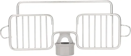 Vista 9 de Estante de almacenamiento para grifo, organizador de aluminio, plástico, dos contenedores con barra de toalla para esponja trapo, cocina, baño, plata