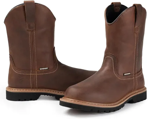 Vista 6 de SUREWAY Wellington Work Boots for Men Waterproof, Pull On, Full Grain Leather Wellington Work Boots