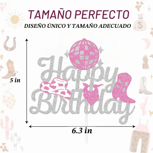 Vista 3 de Decoración para pastel de cumpleaños de vaquera occidental, decoración de pastel de vaquera occidental, tema de rodeo, decoración de cumpleaños