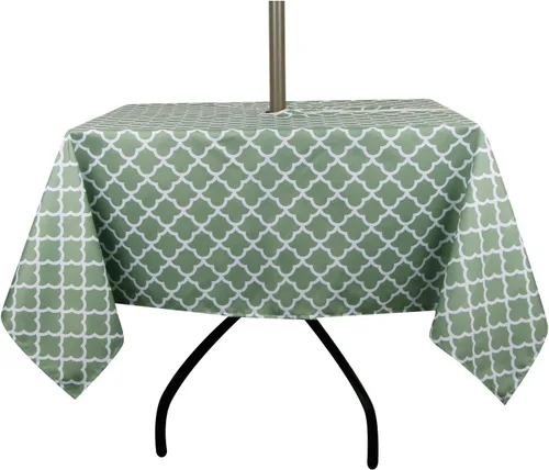 Vista 34 de Stripe Outdoor Tablecloth Water Resistant Polyester Fabric Table Cover with Zipper Umbrella Hole for Garden Patio Tabletop 60x84inch Rectangle,Black
