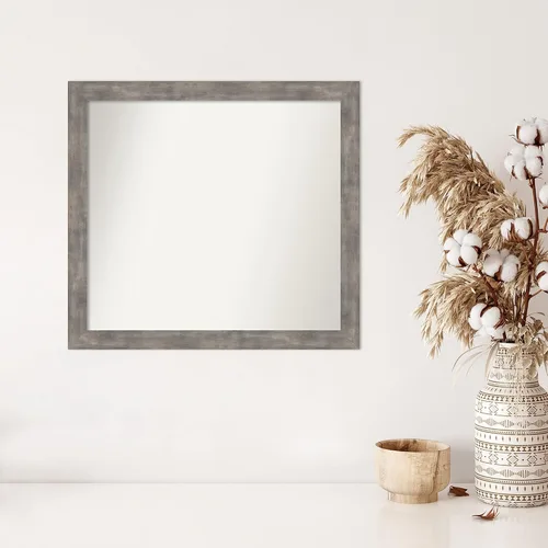 Vista 368 de Amanti Art Silver Bathroom Mirror for Over Sink, 26x35 Custom Made Marred Pewter Rectangle Vanity Mirror, Large Casual Wood Frame, Hangs Horizonally