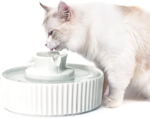 Vista 6 de Wave and Cup Cake - Filtro de fuente de porcelana para gatos, 8 filtros de carbono, 2 filtros de espuma, fuente de cerámica, dispensador de agua