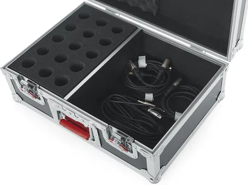 Vista 6 de Gator Cases G-TOUR Series - Carcasa con gotas de espuma para (15) micrófonos con cable y almacenamiento de accesorios (G-TOUR M15)