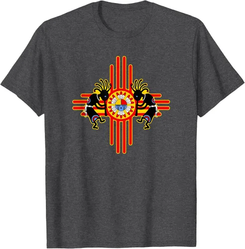 Vista 27 de Native American Kokopelli Kachina Zia Symbol 2 - Camiseta divertida para fanáticos, Negro