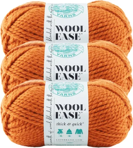 Vista 109 de Lion Brand Yarn - Ovillo de lana Wool-Ease Thick & Quick color fuerza aérea Super Bulky Wool Acrylic Blend Fiber for Soft Hats, Sweaters, Chunky