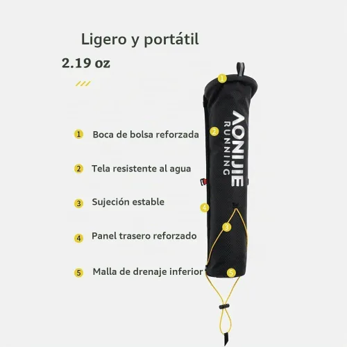 Vista 7 de Bolsa de almacenamiento para bastones de senderismo, impermeable y ligera, no se deforma fácilmente, adecuada para correr, chaleco de hidratación