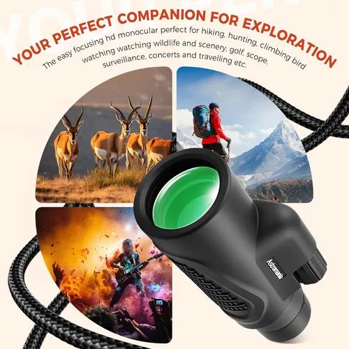 Vista 4 de Astromania Telescopio monocular 10x42 HD K9 prisma – Alta potencia y compacto, impermeable, a prueba de niebla, a prueba de golpes para observación