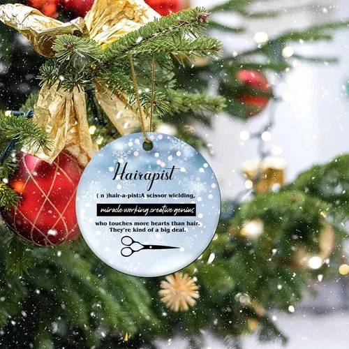 Vista 2 de Hairapist - Adornos de Navidad 2023 Definición de hairapista, decoraciones navideñas para árbol Descripción de la palabra Adornos únicos colgantes