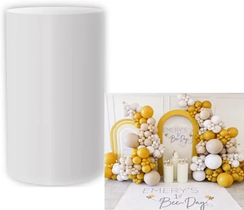 Vista 7 de Fundas cilíndricas negras para decoración de fiestas, fundas de pedestal sólidas, color negro, para baby shower, niños y adultos, fiesta