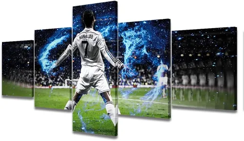 Vista 25 de TUMOVO Lienzo decorativo para pared, cuadro de Cristiano Ronaldo, cuadros de club de fútbol, impresiones en lienzo, póster de arte de pared, arte