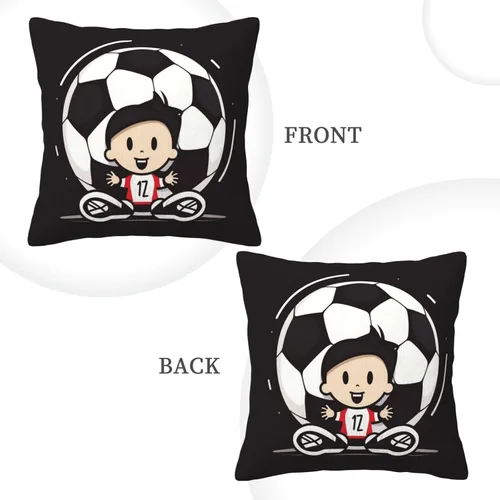 Vista 4 de Fundas de cojín decorativas con estampado de fútbol I Love Soccer de pana suave, funda de almohada cuadrada para sofá, sala de estar, cama, sofá