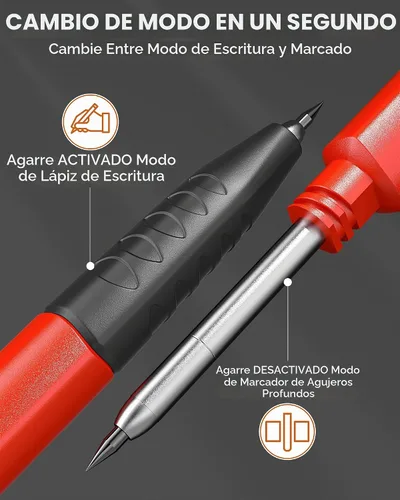 Vista 4 de Nicpro - Lápiz de carpintero con sacapuntas, paquete de 3 lápices para construcción 39 Refill, 3-IN-1 Deep Hole Marker with Removable Finger Grip
