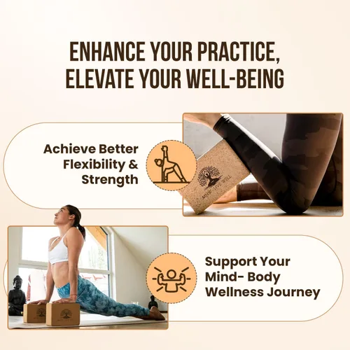 Vista 8 de MHW - LIVE WELL Bloque de yoga de corcho, bloque de yoga antideslizante natural para estabilidad y profundización de posturas, 9 x 6 x 3 pulgadas
