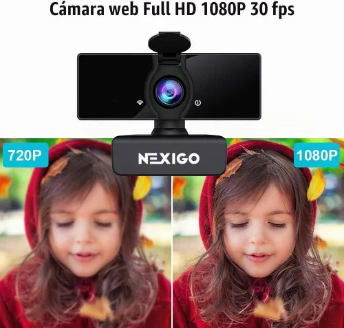Vista 4 de NexiGo N660 - Webcam de 1080P para negocios, micrófono dual y cubierta de privacidad, cámara web FHD USB para computadora, Plug and Play