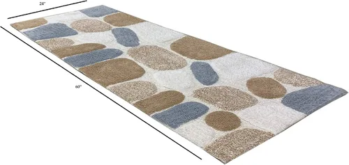 Vista 14 de Ramanta Home Alfombra de baño de algodón puro con piedra de guijarro, color beige gris, súper suave, antideslizante, absorbente, para baño, cocina