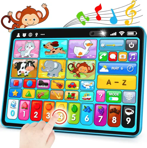 Vista 7 de Peacurh Tableta de Juguete de Aprendizaje Trilingüe con Música y Sonido, Juguetes de Terapia Musical del Habla Montessori, Regalos para Niño, Niña