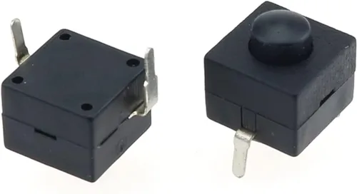 Vista 6 de GATSUN Industrial Switches 10pcs Black Small Micro Self Locking Switch 8 * 8 * 8.4 wit 2 Feet with Lock Light Touch Switch Button Switch DC30V1A