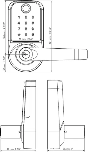 Vista 4 de SCYAN Scyan X1 - Cerradura de puerta inteligente, cerradura biométrica de huella dactilar 5 en 1, cerradura de puerta con teclado con pantalla