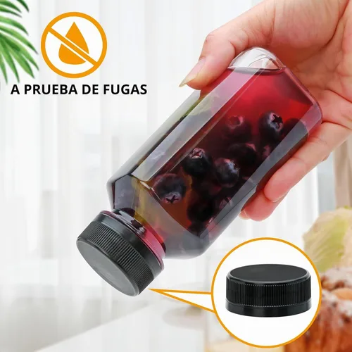 Vista 4 de Accguan - 54 botellas de plástico para jugo de 8 onzas con tapas negras, botellas de plástico
