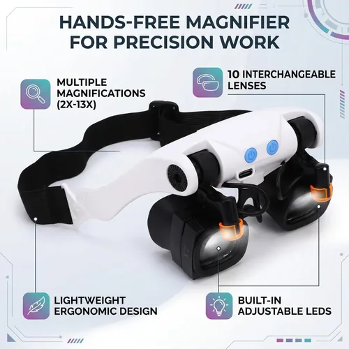 Vista 3 de CCYLEZ Jewelry Magnifier with LED Light 10 Interchangeable Lenses