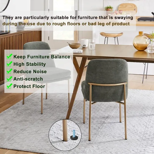 Vista 4 de 8 niveladores de muebles de rosca M6 ajustables roscados, niveladores ajustables para patas atornilladas para muebles, nivelación deslizante
