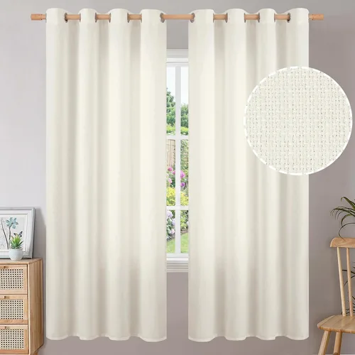 Vista 276 de BGment Cortinas de Lino Beige de 63 Pulgadas de Largo 2 Paneles - Tratamientos para Ventanas con Textura de Arpillera Filtrantes de Luz Cortinas B