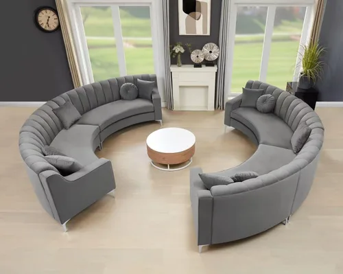 Vista 20 de Legend Vansen L - Sofá de terciopelo semicírculo de 141.34 pulgadas, sofá modular curvado de gran tamaño para sala de estar, oficina, apartamento