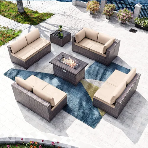 Vista 30 de Kullavik - Juego de muebles para exterior de 6 piezas con sofá modular de ratán de polietileno, color negro