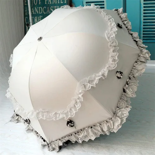 Vista 50 de Honeystore Paraguas plegable a prueba de rayos ultravioleta Princess Lace Parasol con cúpula anti-UV